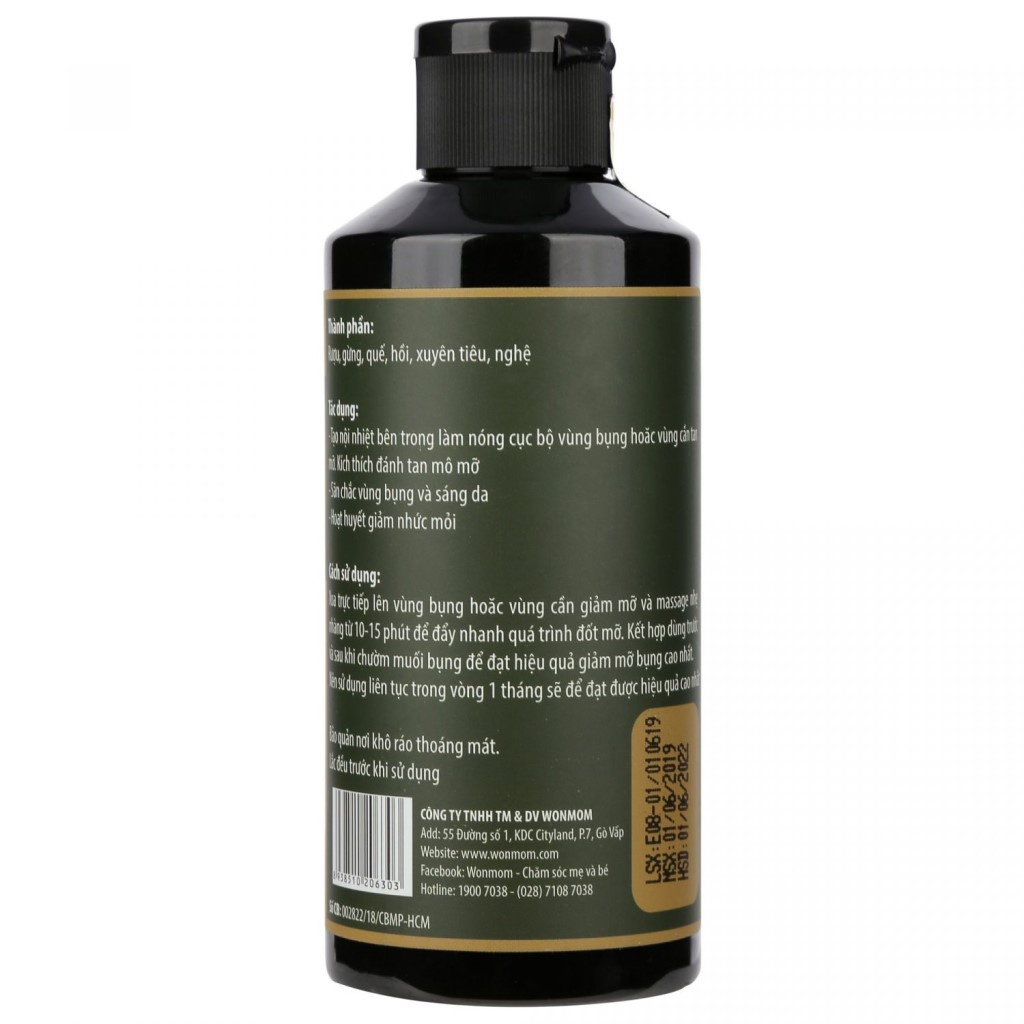 Cốt Gừng Hạ Thổ WONMOM đánh tan mỡ bụng, săn chắc vòng eo, sáng da, mờ các vết rạn, thâm 200ml | BigBuy360 - bigbuy360.vn
