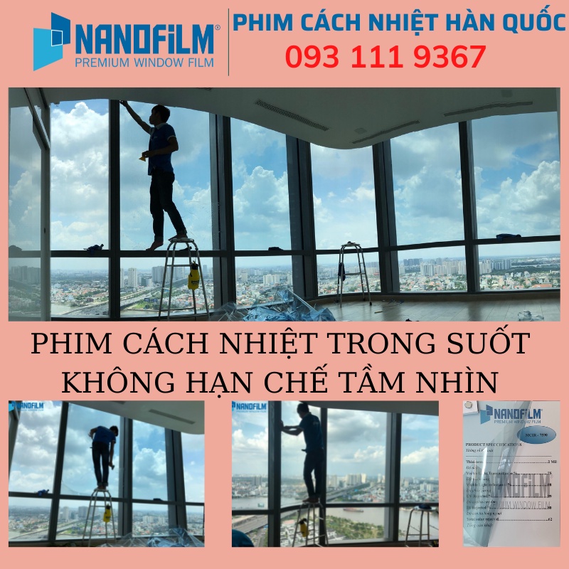 Tấm phim cách nhiệt chống nóng cửa sổ màu trong suốt cản UV 99% -  phim cách nhiệt Hàn Quốc