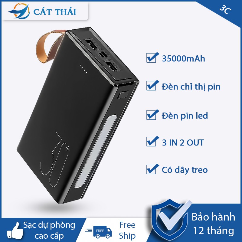 Pin sạc dự phòng Cát Thái DP-01 35000mAh dung lượng lớn 2 cổng USB đèn pin đèn báo lượng pin thích hợp  Android lẫn IOS