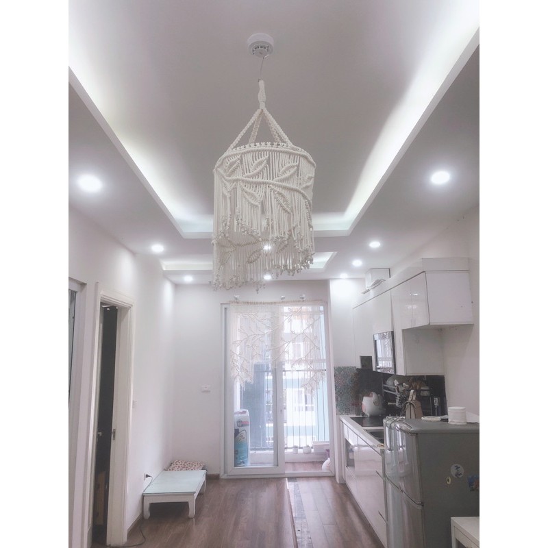 Chao đèn Macrame lá độc đáo