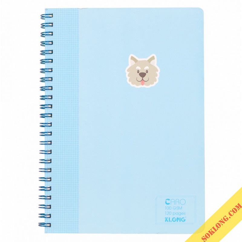 Vở ô vuông Caro 5x5 120 trang A5 lò xo kép Klong Ms 535 bìa Pastel giấy 100gsm SOKLONG, sổ Klong bìa cute