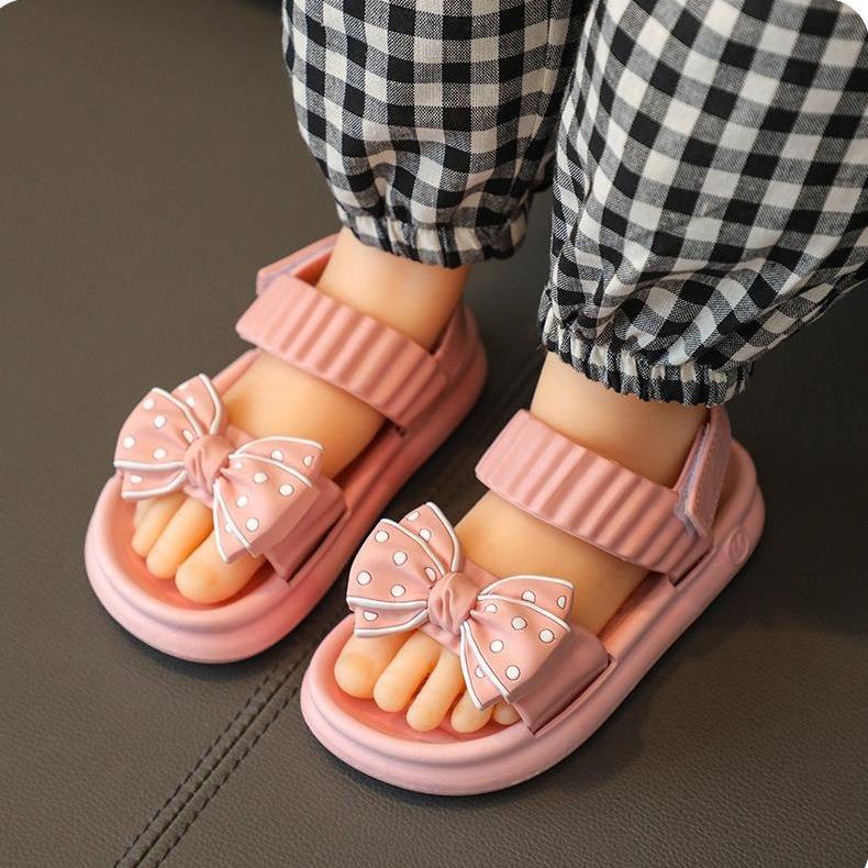 Sandal bé gái nơ chấm bi đáng yêu cho bé đi học đi chơi [SDG28]