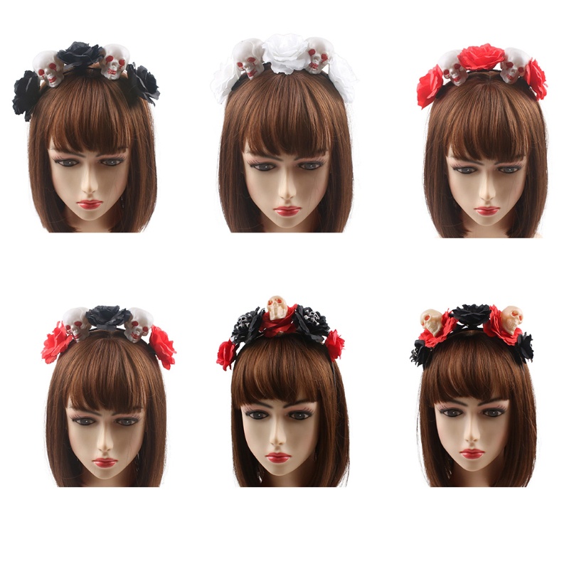 Flgo Băng Đô Đầu Lâu Hoa Hồng Phong Cách Gothic Làm Đạo Cụ Chụp Ảnh Halloween