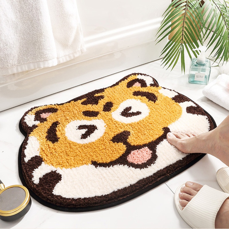 Thảm Chùi Chân Siêu Thấm Nước, Chống Trượt Với Họa Tiết Hình Con Hổ Theo Phong Cách Hoạt Hình