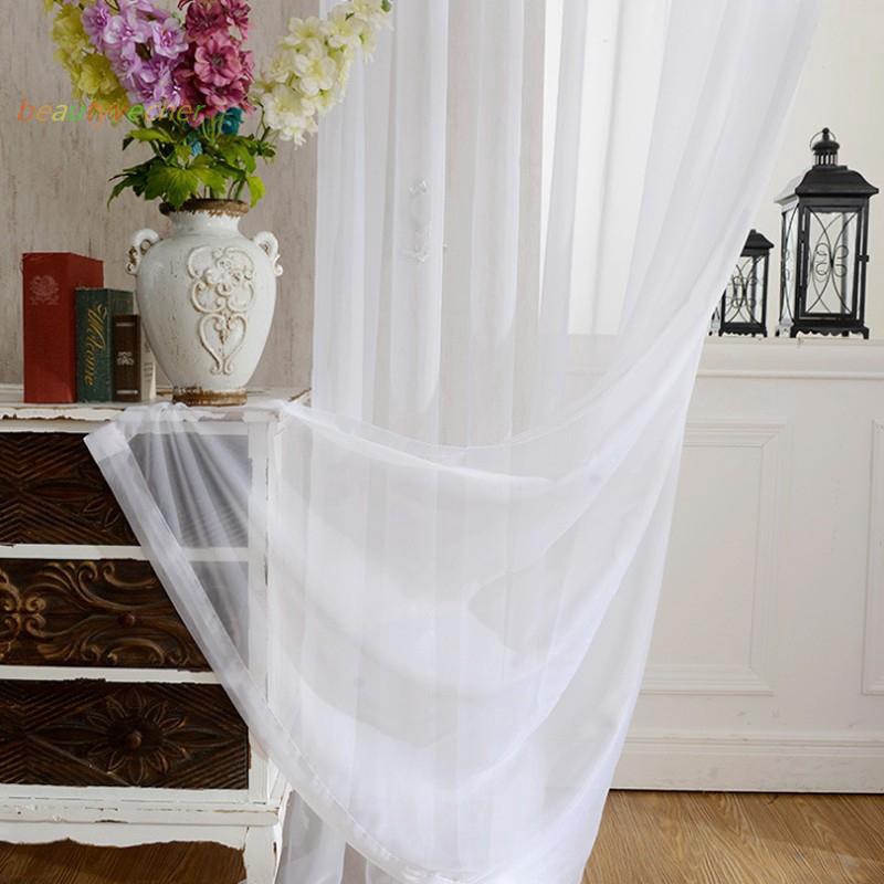 Tulle Window Voile Room Panel White Curtain Drape Sheer Treatment Decor Durable