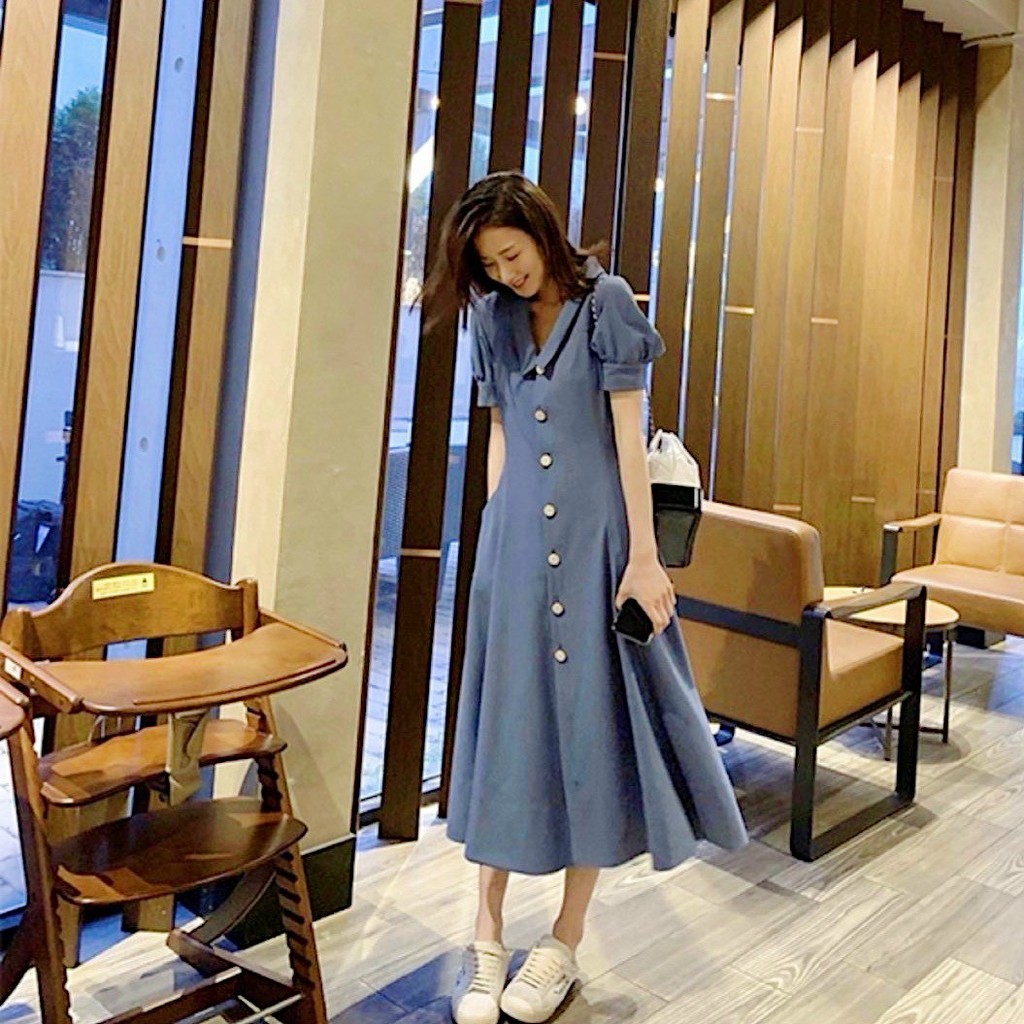 Đầm váy freesize sm nút trắng 3 màu