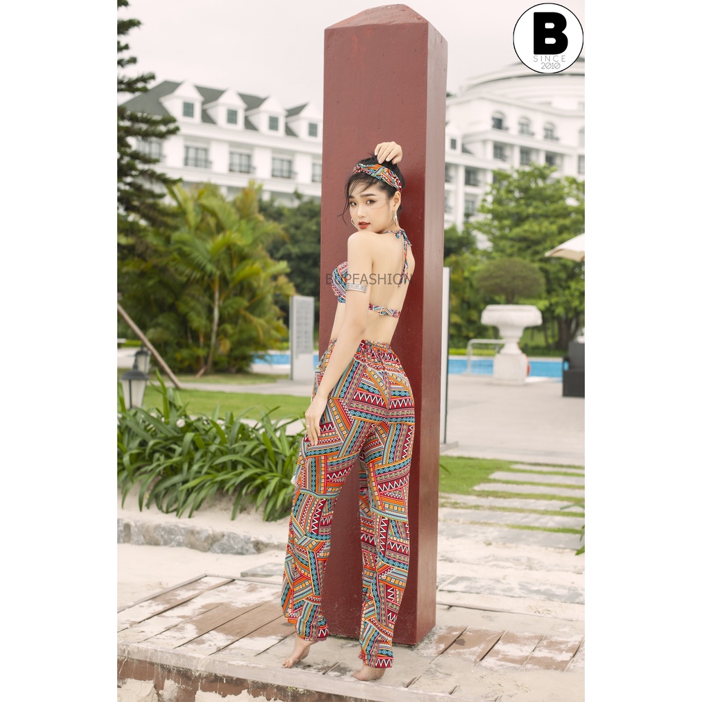 Set bikini 3 mảnh họa tiết hobo siêu xinh - BKG09