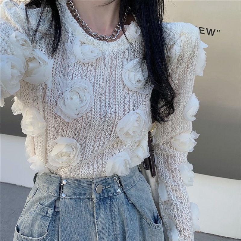 Áo Sơ Mi Nữ Tay Dài Phối Ren Thời Trang Xuân Hè Phong Cách Phương Tây Mới