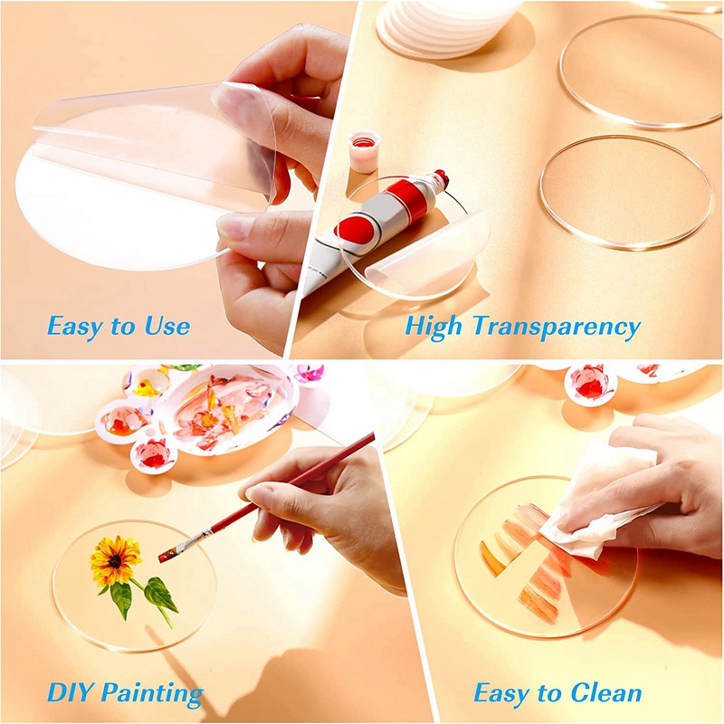Bộ 30 Khuôn Tròn Acrylic Trong Suốt Dày 0.08 Inch Dùng Làm Đồ Trang Sức
