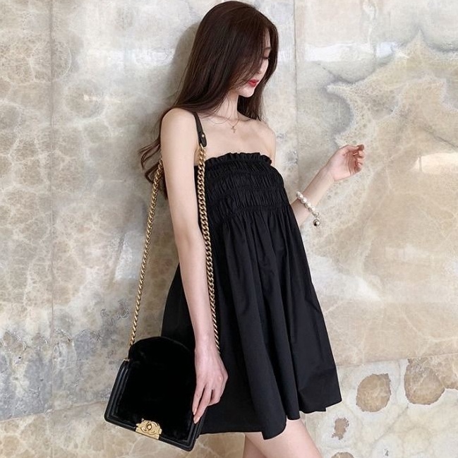 Đầm Cổ Yếm Lưng Cao Thời Trang Mùa Hè Phong Cách Hàn Quốc Mới Cho Nữ
