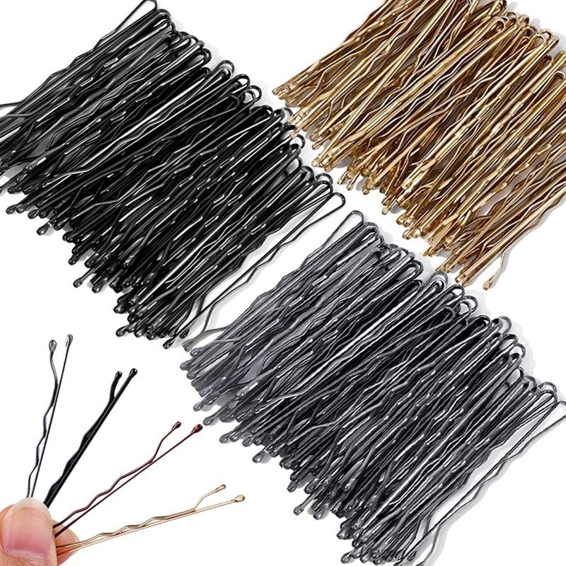 Set 50 Kẹp Tóc Mái Gợn Sóng Bằng Kim Loại Chất Lượng Cao Đơn Giản Có Hộp Đựng Cho Nữ