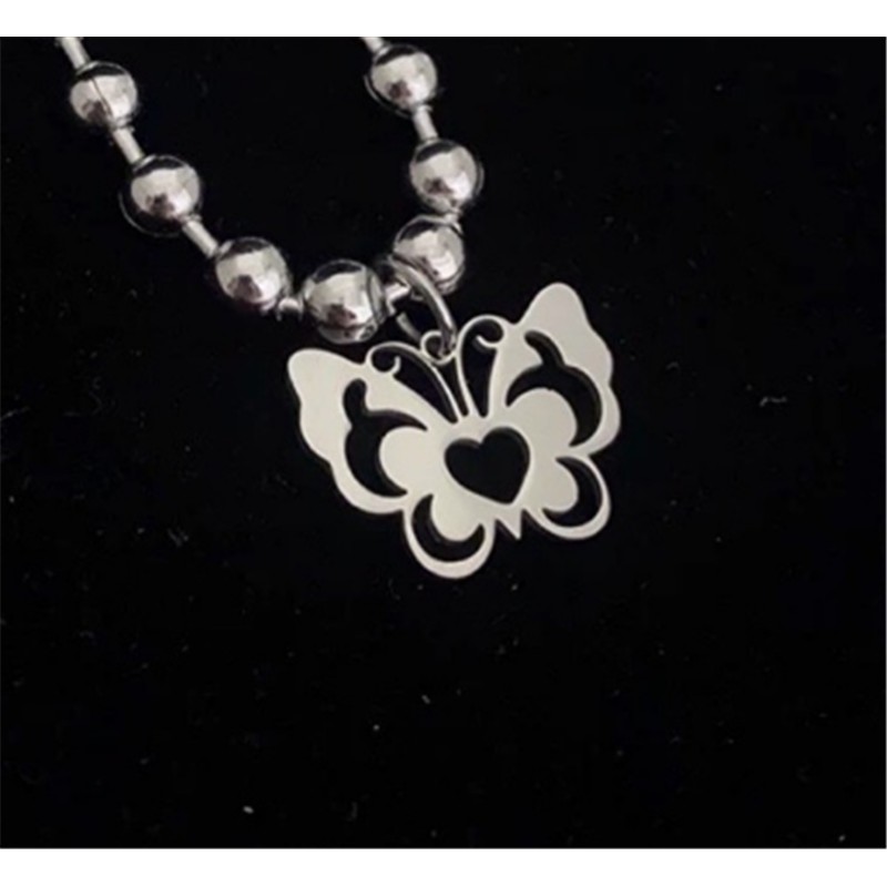 Dây Chuyền Thép Mặt Hình Bướm Rỗng Đính Hạt Thời Trang 22504