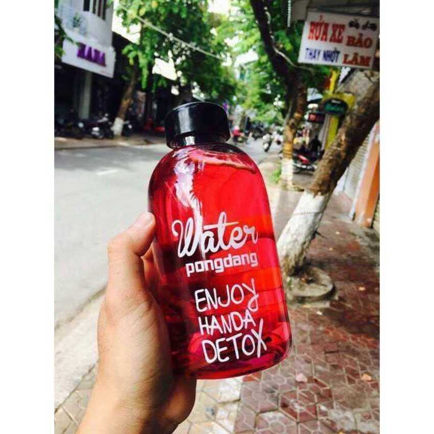 Chai Đựng Nước Thủy Tinh 600ml detox  nắp nhựa ron cao su - Bình Nước Thủy Tinh , đựng trà sữa, nước ép