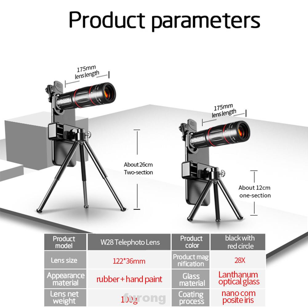 Ống Nhòm 28x Gắn Điện Thoại Hỗ Trợ Chụp Ảnh