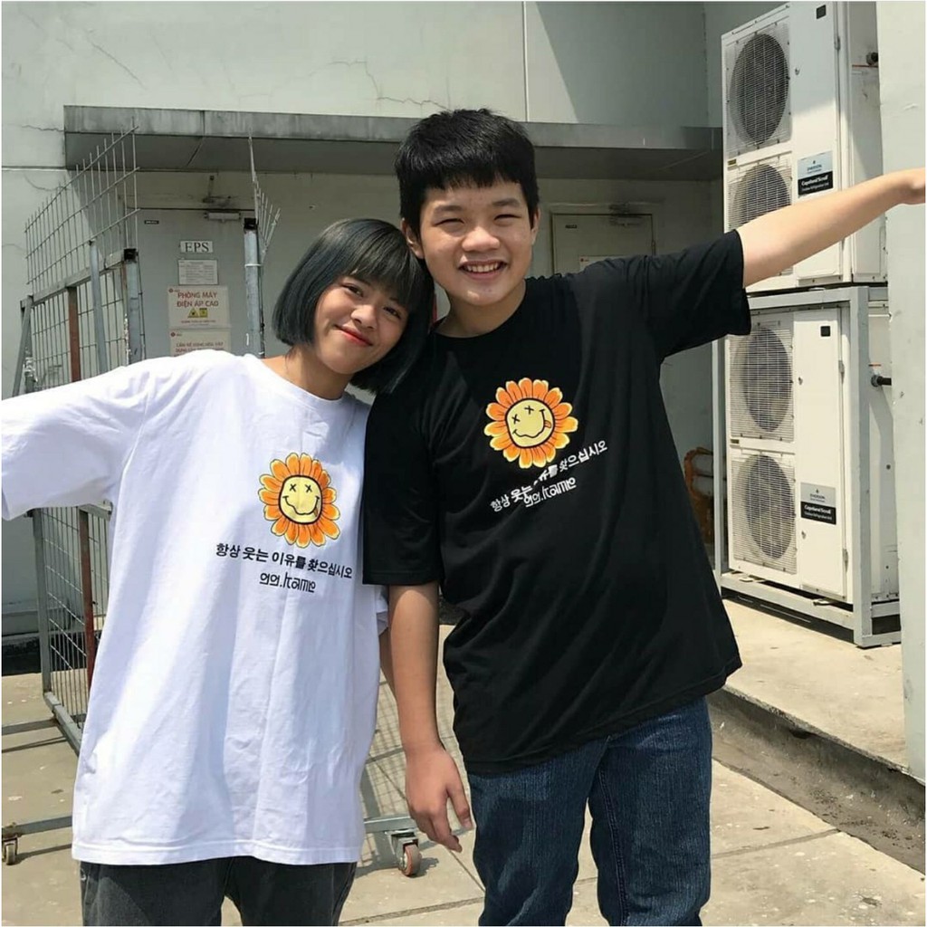 Áo Thun Tay Lỡ DAISY TO SMILE Unisex (Trắng/Đen)