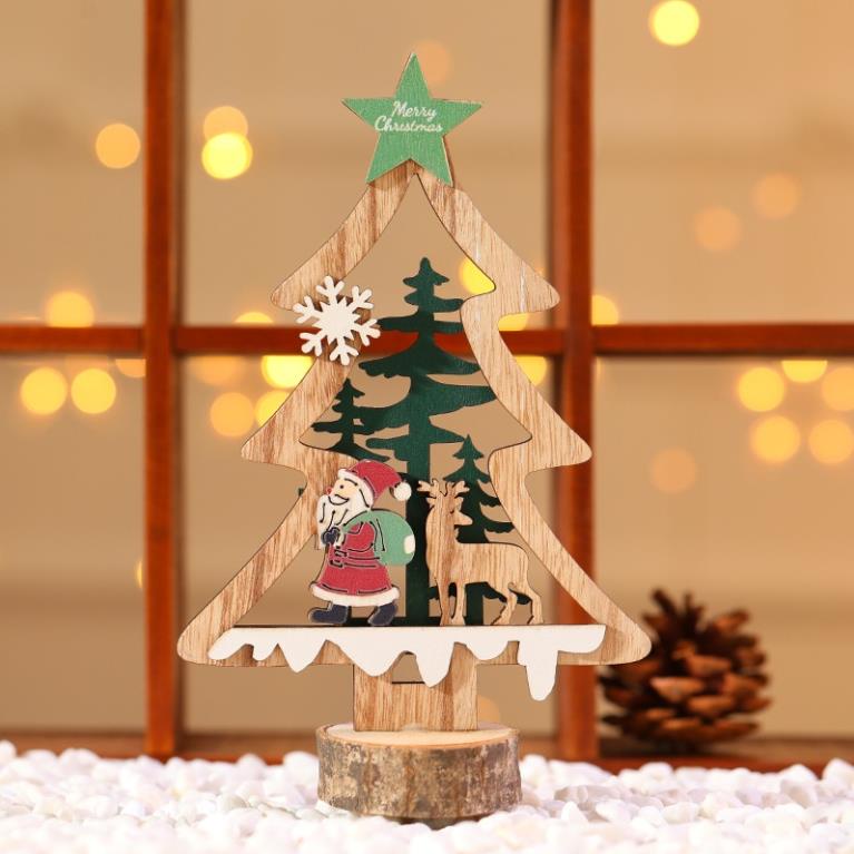 Cây thông noel mini bằng gỗ để bàn trang trí nhà cửa