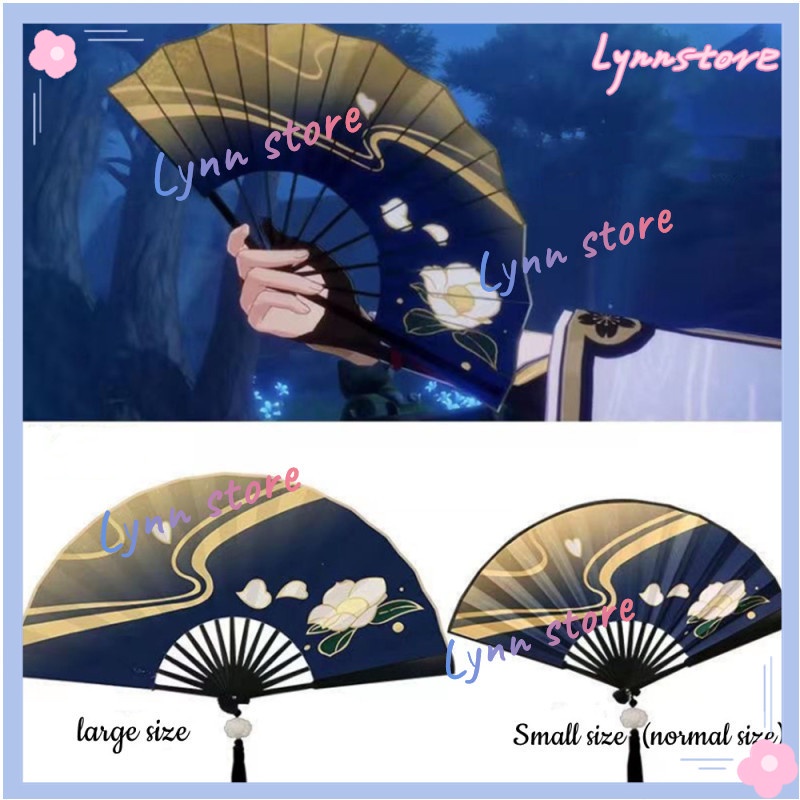 Game Genshin Tác động Kamisato Ayaka Cosplay Fan Trang phục Bộ trang phục Quạt gấp Tay hai mặt Giấy trang trí Unisex