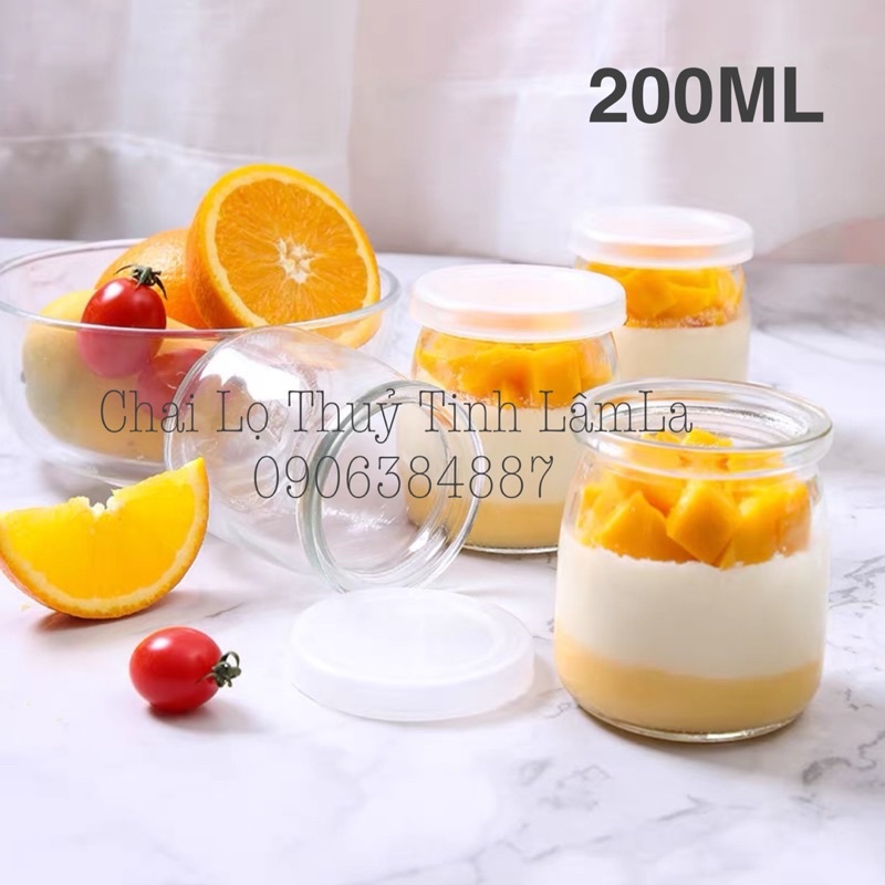 Hũ Thuỷ Tinh Sữa Chua Pd Lùn Nắp Nhựa 100Ml 200Ml