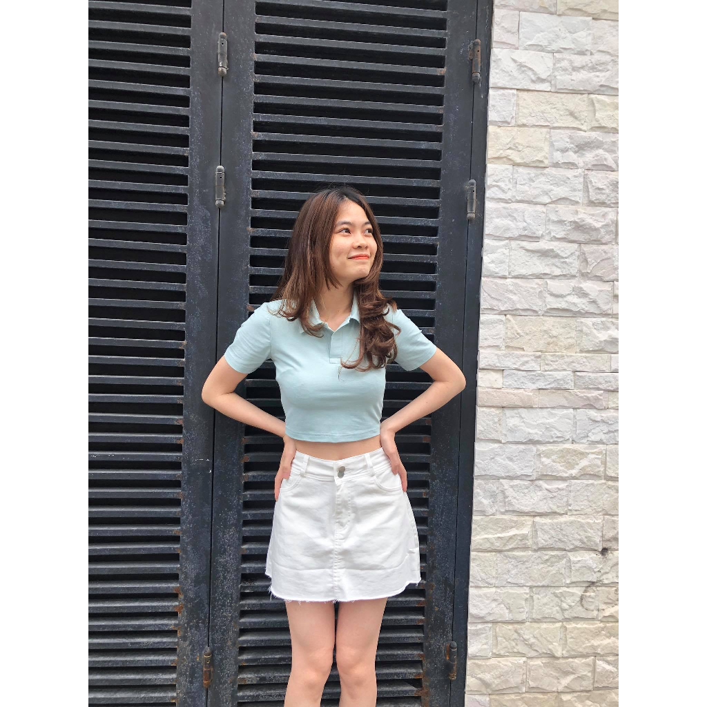 Áo cổ đức crop top