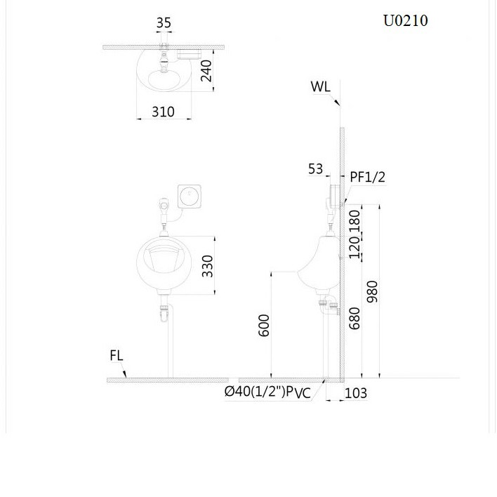 Bệ Tiểu Nam  Treo Tường  U0210