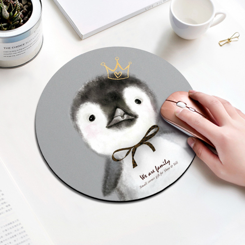 ♔P&amp;M♚ Cute Mousepads Computer Mouse Padding Thick Rubber Cartoon Round Animal Penguin Mouse Pads 20CM