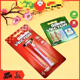 Combo dao cạo vector 1 Up red + lưỡi dao Gillette vector 2S