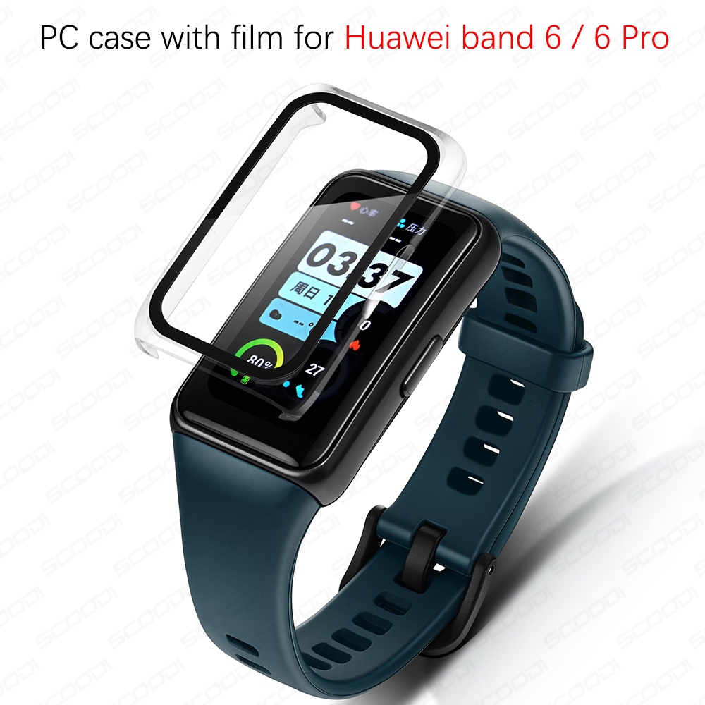 Ốp Lưng PC Cứng + Kính Cường Lực 2 Trong 1 Cho Huawei Band 6 / 6 pro