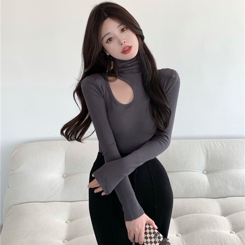 Áo Thun COZOK Tay Dài Cổ Cao Dáng Ôm Quyến Rũ Trẻ Trung Cho Bạn Gái