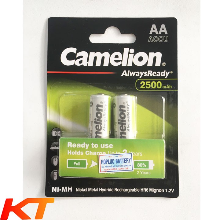 Pin sạc AA Camelion NH-2500ARBP2 Alwaysready Preminum 2500mAh - Vỉ 2 viên