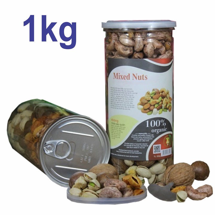 Mix hạt 5 loại (hạt điều, hạnh nhân, macca, dẻ cười, quả óc chó) 0,5kg [hàng mới, bao ngon]