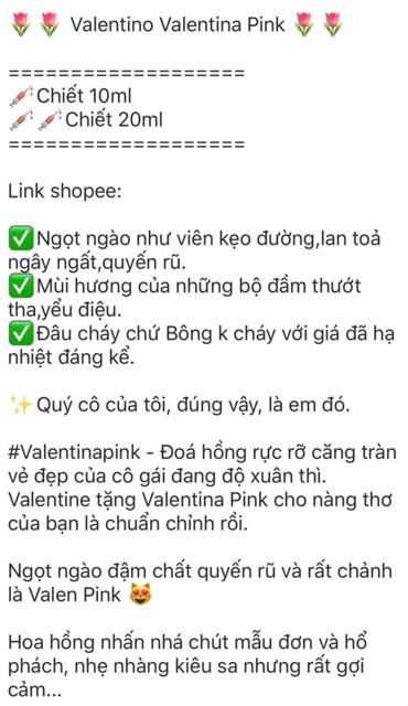 [-20k-TAMDOAN20] Nước hoa mẫu thử Nữ Valentino Valentina Pink 10ml