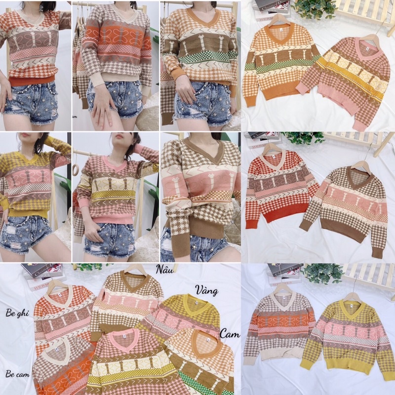 bán sỉ áo len thổ cẩm cổ tim
