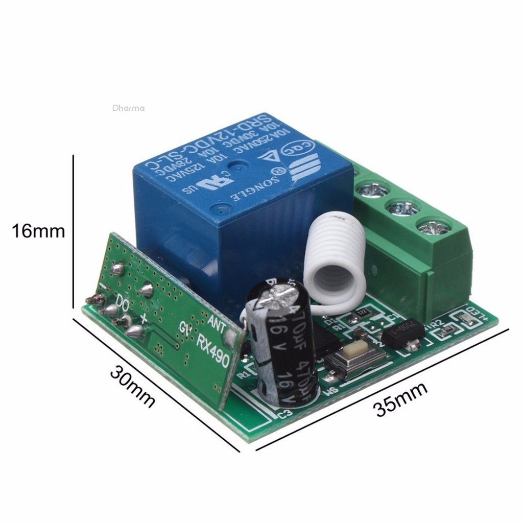 Thiết Bị Nhận Tín Hiệu Điều Khiển Từ Xa Không Dây 100M 1CH DC12V AC22V RF 433MHz