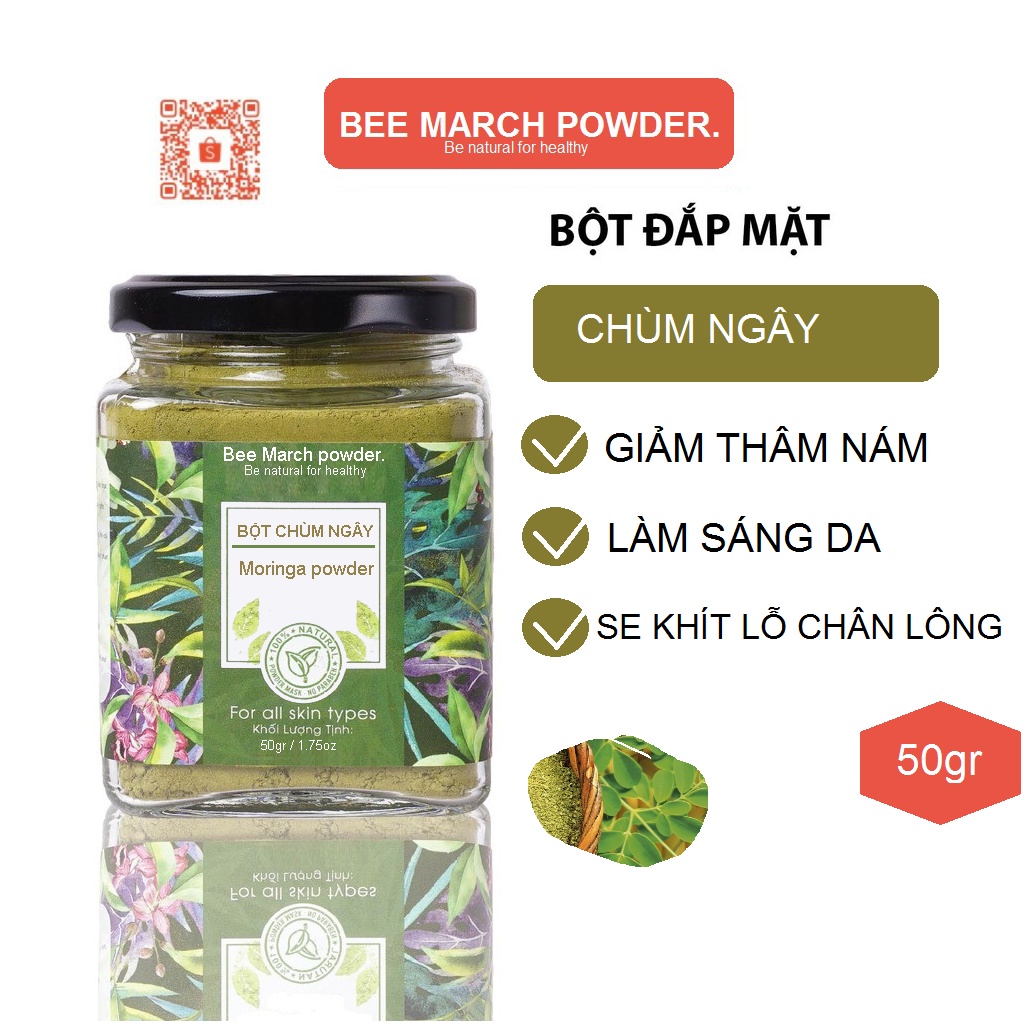 Bột Lá Chùm Ngây đắp mặt 50gr Bee March