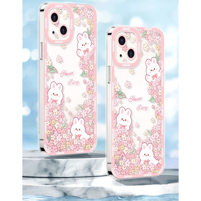 Ốp Điện Thoại TPU Trong Suốt Họa Tiết Thỏ Mắt Thiên Thần Cho iPhone 14 Pro Max 13 12 Mini 11 XS XR X 8 7 Plus 6S 6 SE
