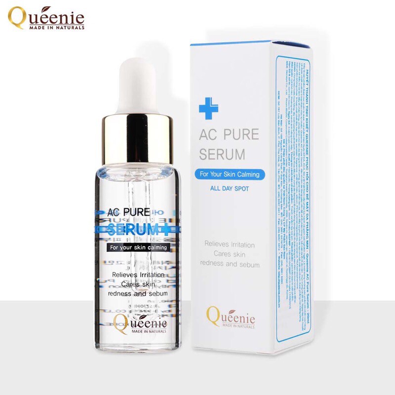 Tinh Chất Queenie Ac Pure Serum+ Dưỡng Tái Tạo, Phục Hồi Bề Mặt Da Phẳng Mịn 20ml Hàn quốc