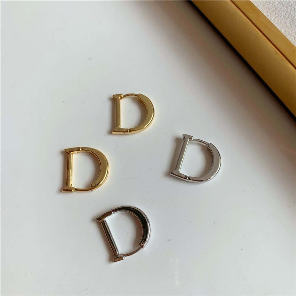 Bông tai hình chữ D bằng kim loại phong cách Hàn Quốc thời trang cho nữ