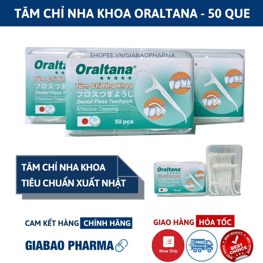 Tăm chỉ nha khoa Oraltana -Hộp 50 que - tăm kẽ răng Oral Tana, xỉa răng, chăm sóc răng lợi tiêu chuẩn xuất Nhật