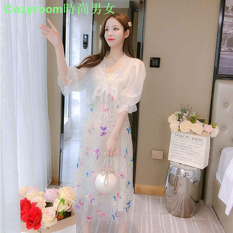 Đầm Hai Dây Dáng Dài Vải Mỏng Phối Ren Thời Trang Đi Biển | BigBuy360 - bigbuy360.vn