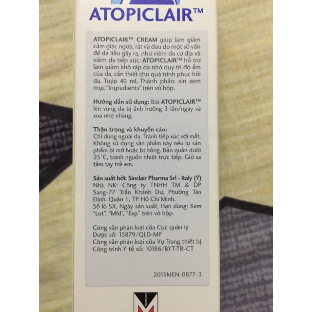 [Chính Hãng]LOTION ATOPICLAIR CHAI 120 ML ATOPICLAR LOTION