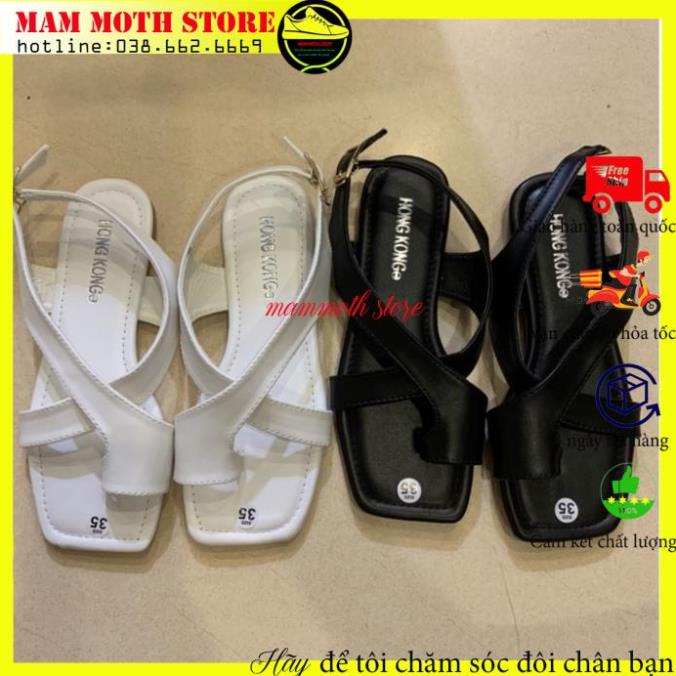 Dép kẹp/dép xỏ ngón, sandal 2 quai chéo đế bệt, dép quai hậu