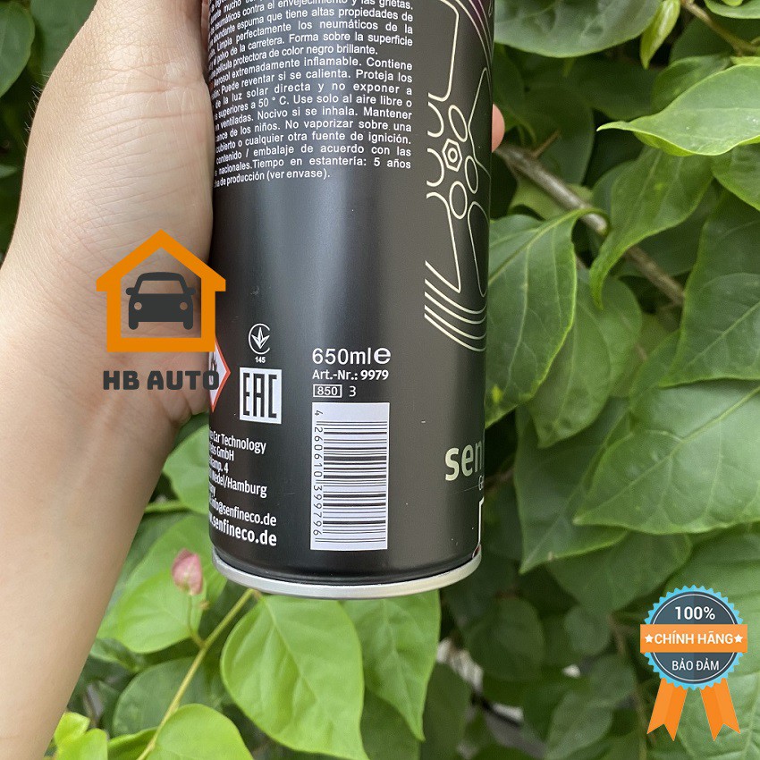 Chai Vệ Sinh Lốp Xe SENFINECO 9917–400ML Tire Schine Tire Foam Cleaner phục hồi màu đen của vỏ xe – Hàng Đức Chính Hãng