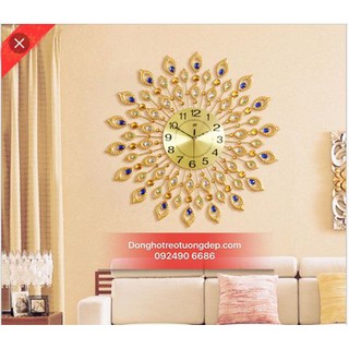 Đồng hồ treo tường decor 75cm công xoè ngũ sắc trang trí phòng ngủ phòng khách