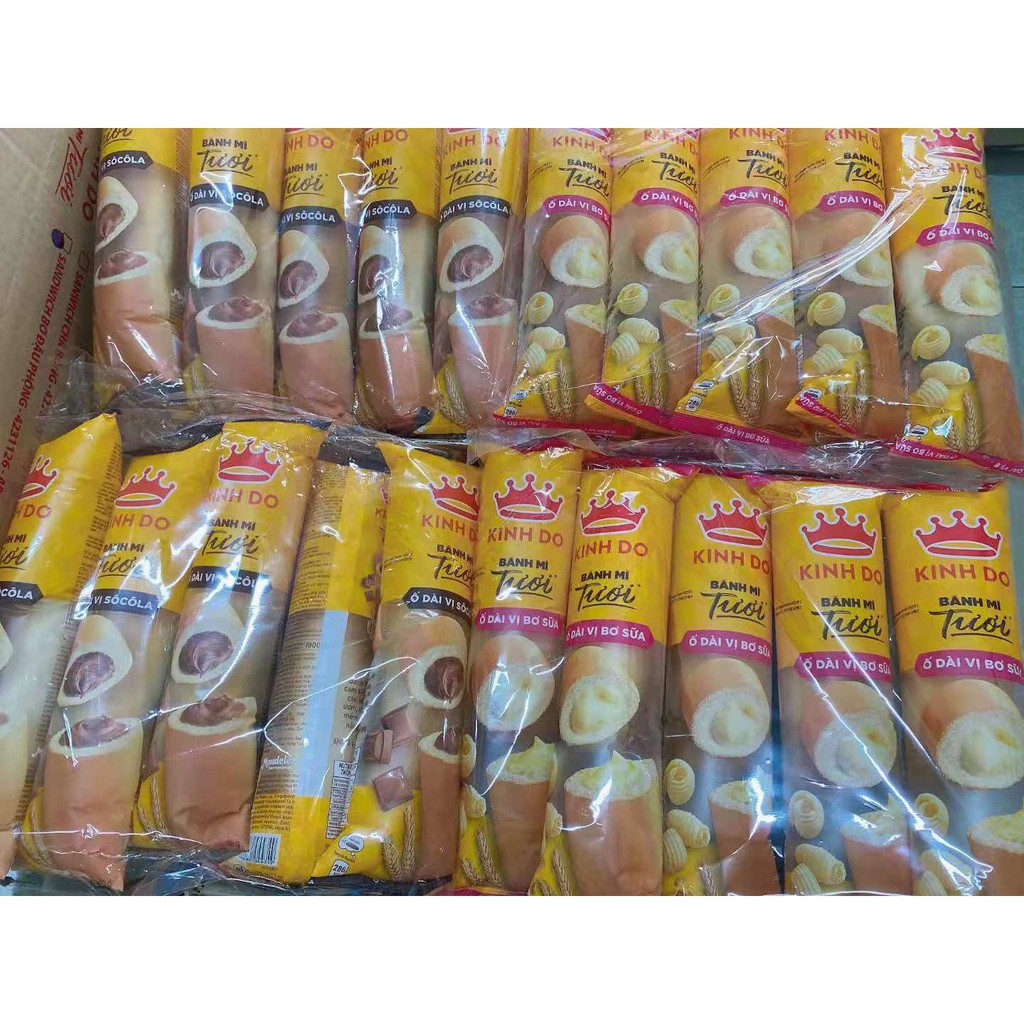 Combo 5 bánh mì kinh đô,bánh mì tươi,bánh mì ngọt,bánh mì ổ dài đủ vị nhân bơ sữa ,socola, môn