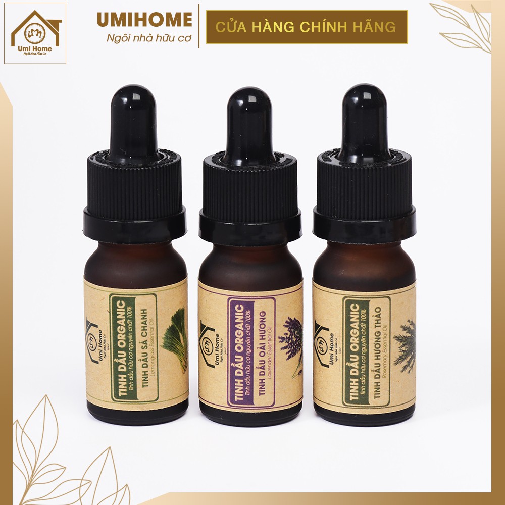 Combo 3 loại Tinh Dầu UMIHOME gồm Oải Hương, Hương Thảo, Sả Chanh (10mlx3) hữu cơ nguyên chất