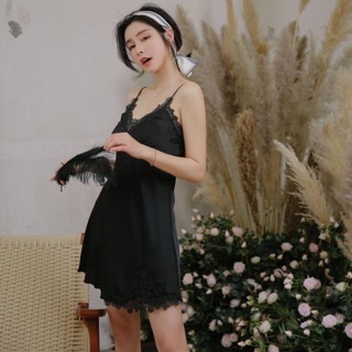 váy ngủ lụa satin hàng nhập cao cấp( có mút ngực) - đầm ngủ