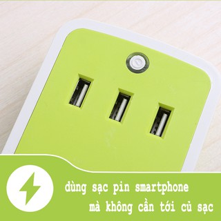 Ổ cắm điện đa năng 6 ổ 3 cổng USB sạc trực tiếp không cần củ sạc