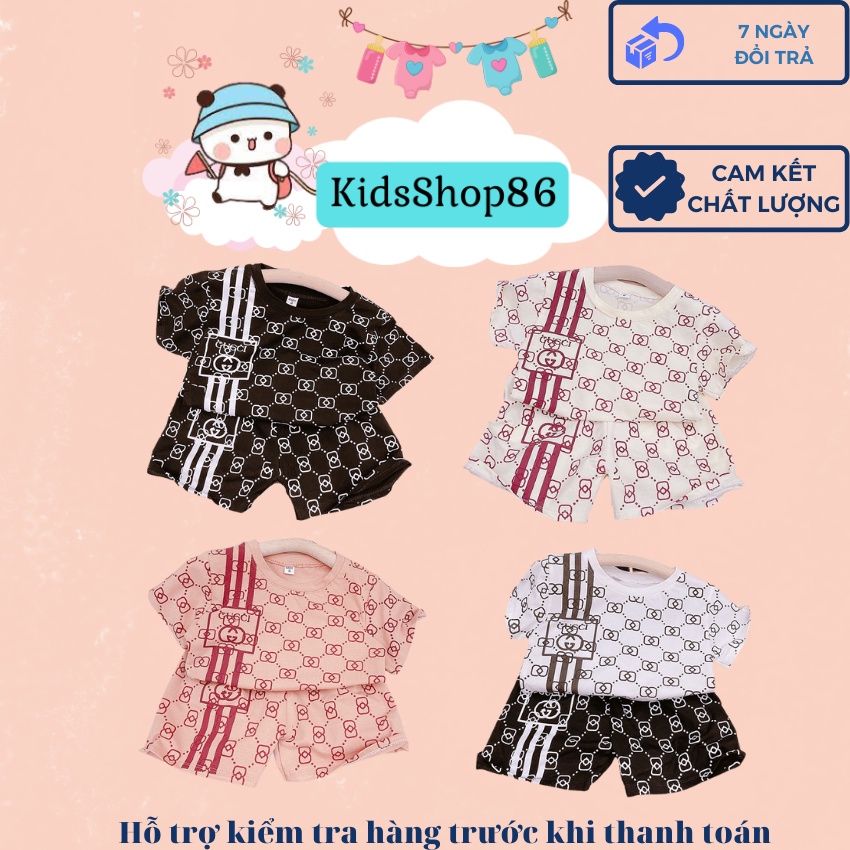 BỘ QUẦN ÁO CỘC TAY GUCCI 3 SỌC CHẤT COTTON CHO BÉ TRAI HÌNH IN SẮC NÉT SIZE 7-19KG [CT63]