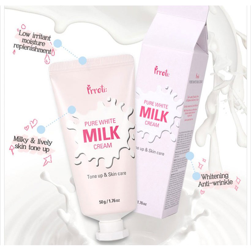 Kem dưỡng nâng tông Prreti: Pure White Milk Cream 50g