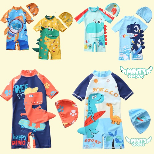 Đồ bơi cho bé trai liền thân kèm nón in hình cho bé trai 1 2 3 4 5 tuổi MINTSCLOSET Mint's Closet - b127 - B130